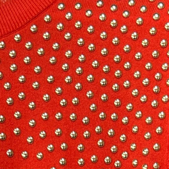 Michael Kors sweater has been embellished in Gold Studs Orange Size M - Picture 3 of 6